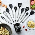 thumbnail image 3 of Mirdinner Silicone Cooking Utensils Set, 21 Pcs Safe Food-Grade Kitchen Utensils Set with Holder, BPA-Free, Non-stick Heat Resistant Silicone Cookware with Stainless Steel Handle, Black, 3 of 7