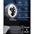 thumbnail image 2 of Cámara Web De 1080p Con Micrófono Y Anillo De Luz, Brillo Ajustable De 3 Niveles, Cámara De Computadora Plug And Play, Cámara Web Para Computadora Portátil, Macbook, Pc", 2 of 5