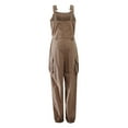 thumbnail image 4 of Innerwin Jumpsuits Sleeveless Women Long Pants Summer With Pockets Solid Color Romper Khaki M, 4 of 7
