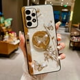 thumbnail image 4 of For Samsung Galaxy A23/A53/A13/A14/A54/A32 Phone Case Ladies Girl, Luxury Cute Sparkling Artificial Diamond Butterfly Flower Design With Ring Stand, Electroplated Glitter Girl Hard Case For Samsung Ga, 4 of 5