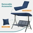thumbnail image 3 of MCombo 3-Seat Heavy Duty Reclining Porch Swing Chair with Legrest, 680 lb Capacity, Cushions and Pillows, Dark Blue, 3 of 10