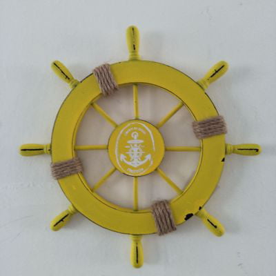 Decorative Nautical Anchor Steering Wheel Starfish Fishing Net Home Wall Clock 