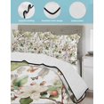 thumbnail image 4 of Quilts Queen Size, Spring Floral Soft Comforter Bedding Set for Bed, Green Botanical Flowers Watercolor Lightweight Quilted Bedspread with Pillow Cover(2 Pieces) for All Season, 90x96 Inch, 4 of 6