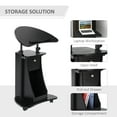 thumbnail image 4 of HOMCOM Mobile Laptop Cart, Sit-to-Stand Computer Desk with Drawer, Height Adjustable Rolling Podium Desk Stand with Swivel Top & Storage, Black, 4 of 4