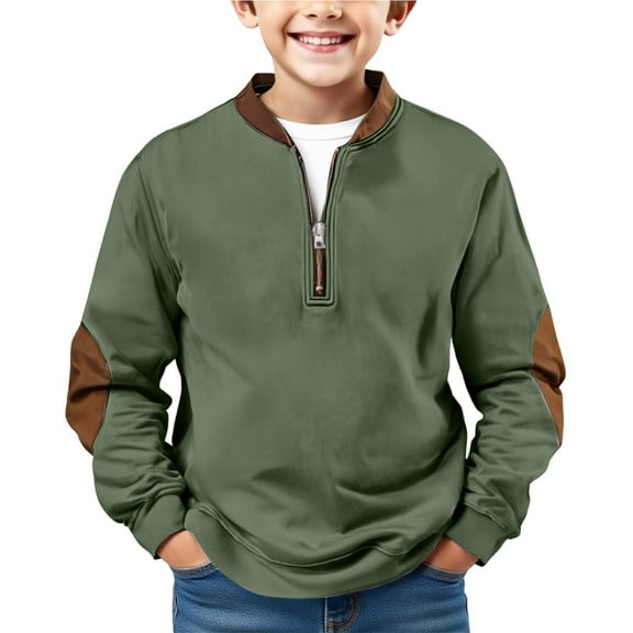 EnJoCho Teen Boys Sher𝗉a Hoodie - Retro Western Half-Zip Flece Pullover, Western Style Winter Sweater for Casual & Country Wear
