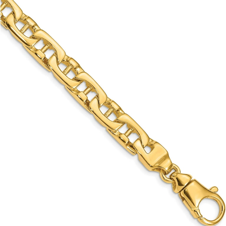 14K Yellow Gold 8.5mm Hand Polished Fancy Link Bracelet 8.5 X 8.5