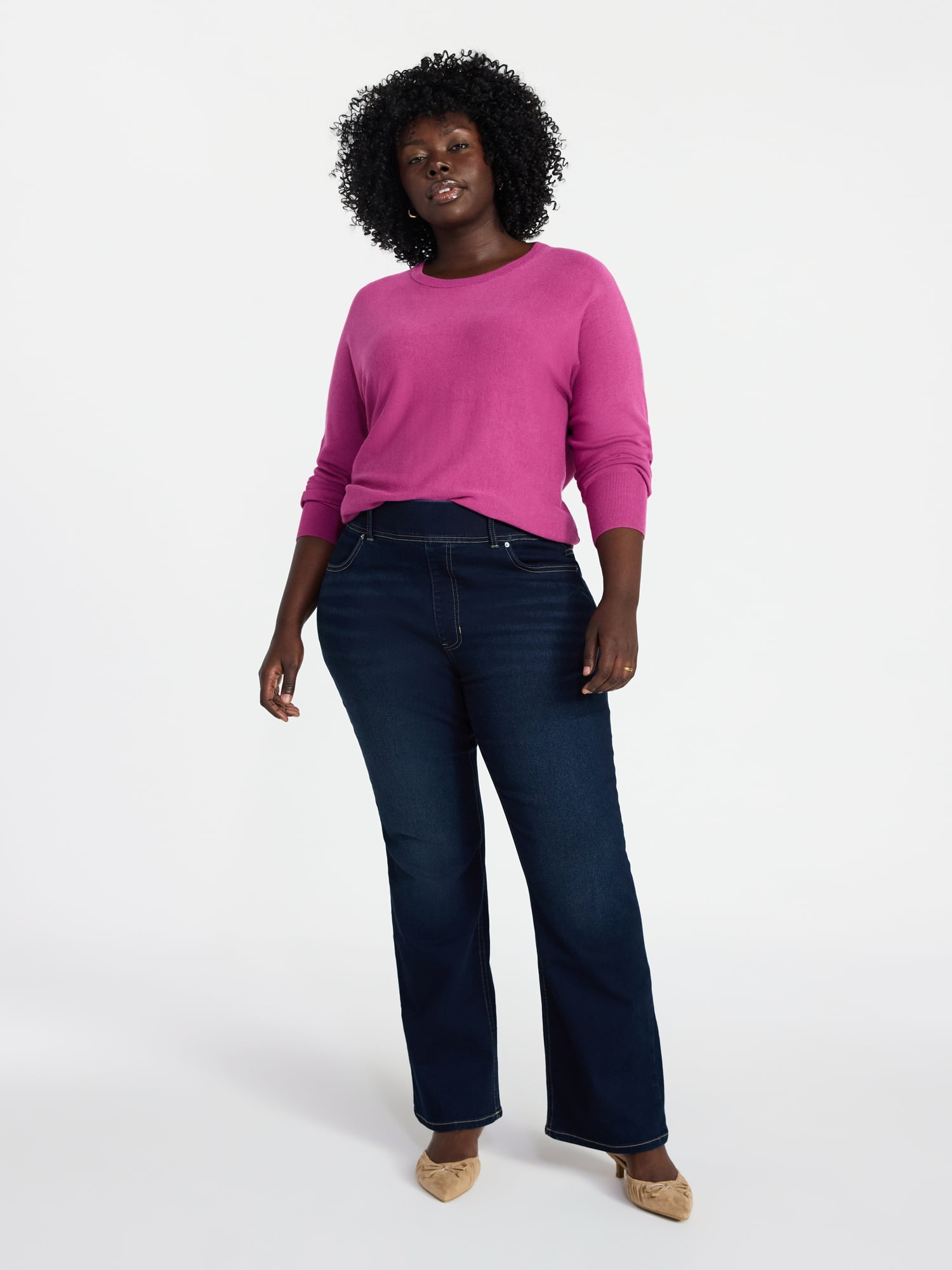 Terra & Sky Women's Plus Size Pull On High Rise Bootcut Jeggings, 31" Inseam, Sizes 0X-4X
