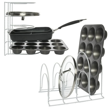 - Evelots (2 Pack) Pots Pan Lid Storage Rack Organizer Holder Protector Wire Metal Countertop White