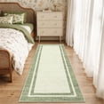 thumbnail image 3 of Hasoo 2′ x 6′ Green Washable Neutral Bordered Runner Rug for Kitchen Modern Stain Resistant Indoor Throw Carpet Home Decor, 3 of 6