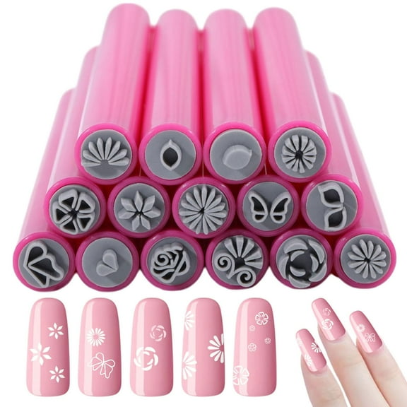 15Pcs Nail Art Stamp Pens Set with Flower Plant Butterfly Love Heart Patterns Nail Stamping Stick Tools DIY Nail Art Tools