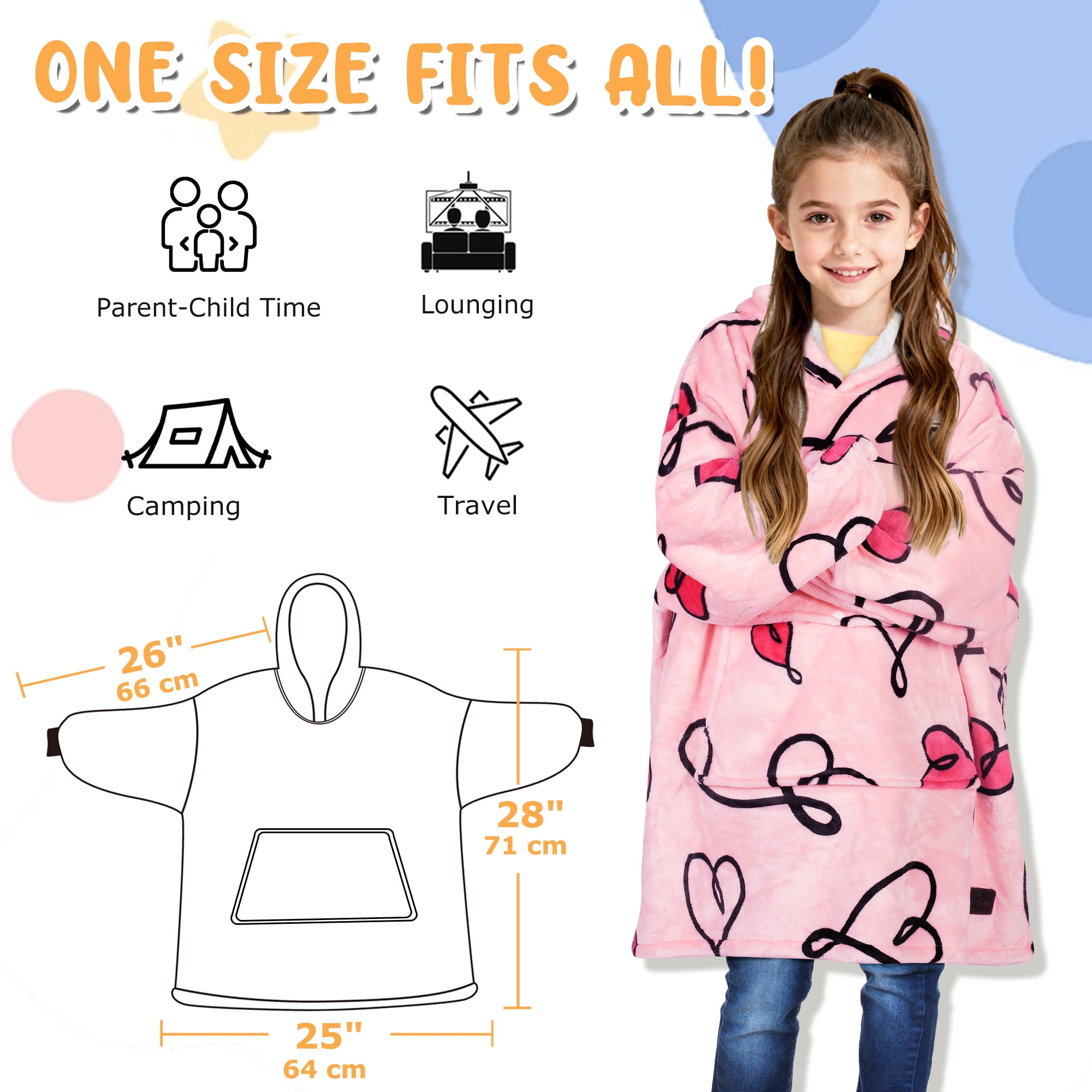 Catalonia Oversized Blanket Hoodie Sweatshirt, Fleece Pullover with Large Front Pocket, Super Soft Warm Comfortable for Teenagers Kids Youth