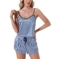 thumbnail image 1 of Conjunto de pijamas de satén para mujer INSPIRE CHIC, ropa de dormir, tops de tirantes con pantalones cortos, ropa de casa, rayas azules, 1 of 6