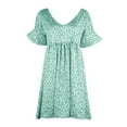 thumbnail image 4 of SMihono Robes Bohèmes d'Été pour Femmes Grande Taille Col en V Imprimé Manches Évasées Temps de Loisirs en Vacances Robe à Manches Courtes, 4 of 5