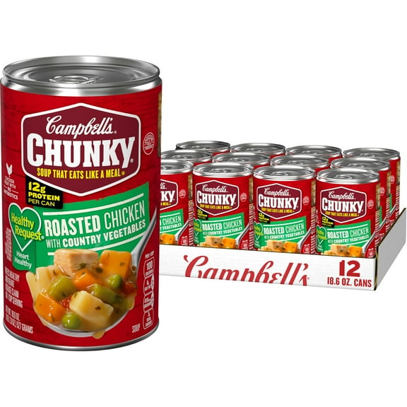 Campbell’S Chunky Healthy Request Soup, Roasted Chicken Soup With Country Vegetables, 18.8 Oz Can (Case Of 12)