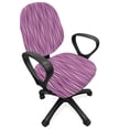 thumbnail image 1 of Geometric Office Chair Slipcover, Modern Illustration of Abstract Wave Lines in Spring Tones, Protective Stretch Decorative Fabric Cover, Standard Size, Pale Purple and Dark Fuchsia, by Ambesonne, 1 of 5