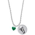 thumbnail image 1 of Delight Jewelry Acrylic 5/16" Green Heart Silvertone Script Initial Disc - G - Charm Necklace, 20"+3", 1 of 4