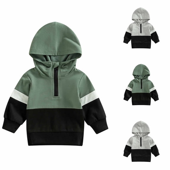 Swuxness Toddler Hooded Sweatshirts for Boys Printed Hooded Tops Half Zip Jacket Outerwear