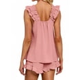 thumbnail image 5 of UVN Summer Pajamas for Women 2 Piece Ruffle Tank Tops and Short Pants Sleepwear Lounge Pajama Sets, 5 of 10