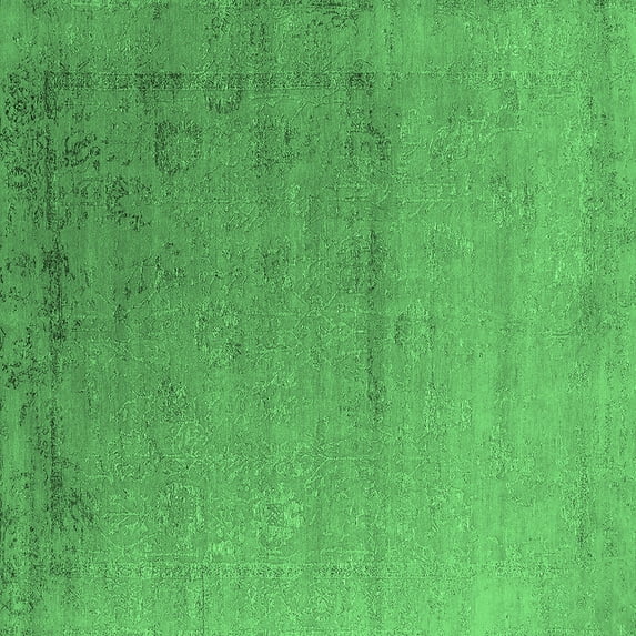 Ahgly Company Indoor Square Oriental Emerald Green Industrial Area Rugs, 8' Square
