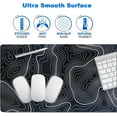 thumbnail image 3 of XXL Extended Black Gaming Mouse Pad with Stitched Edges Minimalist Topographic Map Desk Pads Large Contour Lines Mousepad Non-Slip Rubber Office Mouse Mat(Size:31.5x11.8in), 3 of 6
