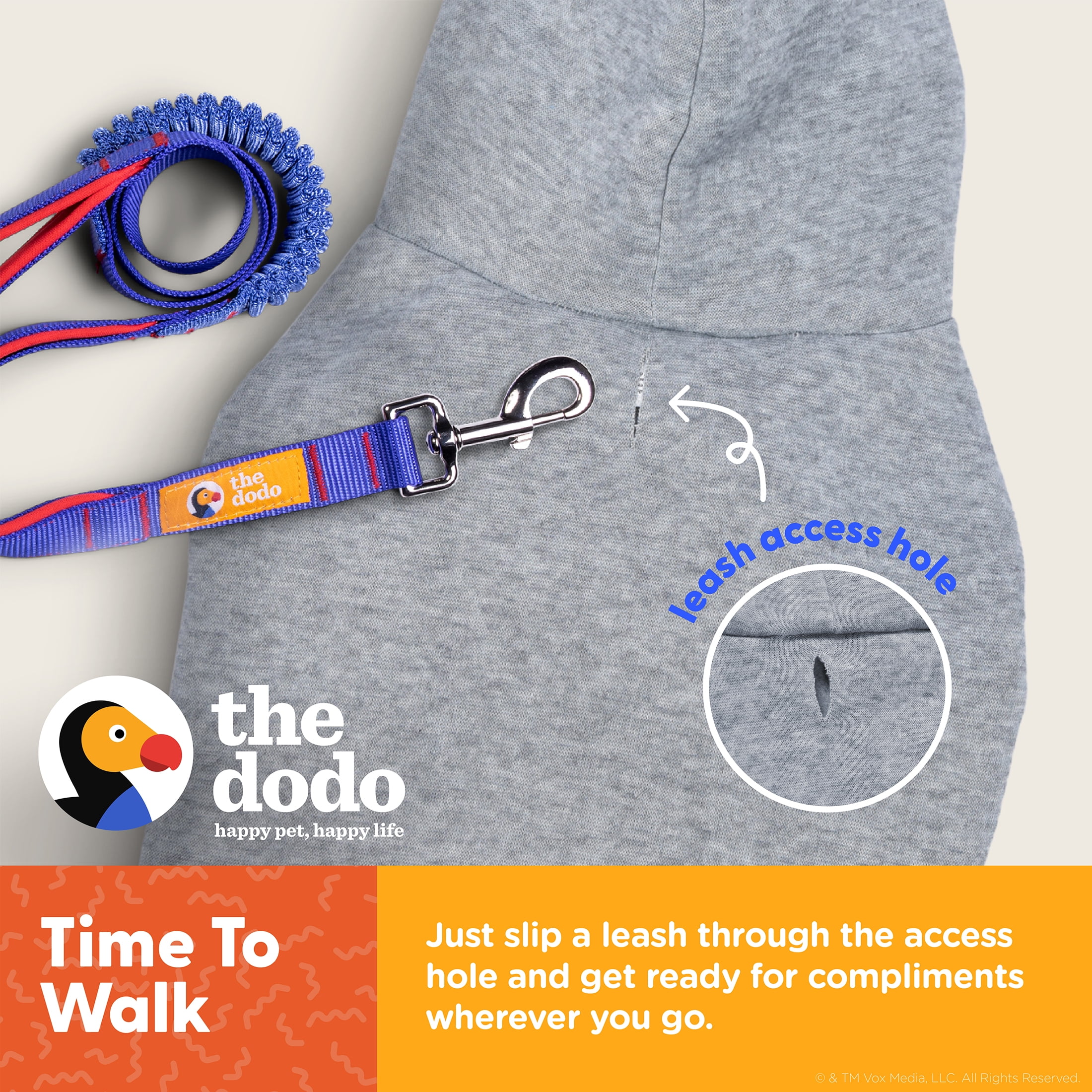 The Dodo Grey & Blue Dog Hoodie - Large
