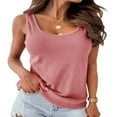 thumbnail image 1 of Womens Scoop Neck Loose Tank Tops  Basic Ribbed Sleeveless Solid Color Cami Tops Vest, 1 of 5