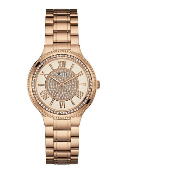 GUESS Women's MADISON 39mm Rose Gold-Tone Steel Bracelet & Case Quartz Analog Watch W0637L3