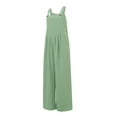 thumbnail image 6 of Wide Leg Jumpsuits for Women Sleeveless Suspender Overalls Loose Wide Leg Baggy Rompers Button Palazzo with Pockets, 6 of 9
