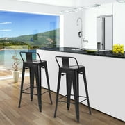 Topbuy Set of 4 Metal Bar Stools 30 Industrial Height Chair Low Back Black