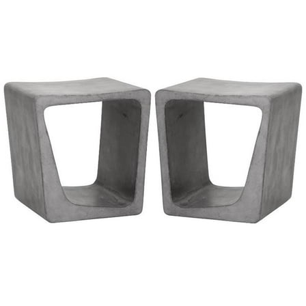 Home Square Darwin 19" Concrete Irregular-shaped End Table in Gray - Set of 2