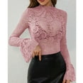 thumbnail image 2 of Eyelet Tops For Women, Solid Color Lace Slim Fit Outerwear Sheer Floral Sleeve Top Casual Long Women'S Thermal Tops Boho Business Casual Outfits Going Tops Tank Casual Outfits (XL, Pink) Unbranded, 2 of 5