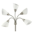 thumbnail image 5 of Simplee Adesso 67" 5-Light Modern Adjustable Arm Brushed Steel Floor Lamp with White Plastic Shades, 5 of 8