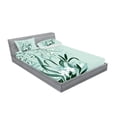 thumbnail image 2 of Ambesonne Floral Fitted Sheet & Pillow Sham Set, Dragonflies Wild Grass, Full, Pale Green, 2 of 2