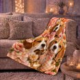 thumbnail image 6 of Three Cheerful Beagle Dogs Peach Bows Among Floral, Festive Pet Portrait Pattern, Warm Flannel Blanket for Living Room and Bedroom, Dog Lovers Christmas Gift, Pet Lover Home Decor, 6 of 9