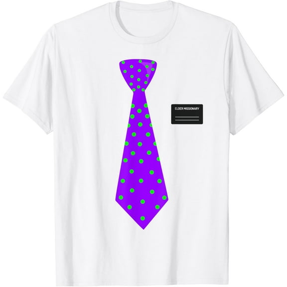 Funny Mormon Missionary Costume, LDS Elder Tie & Name Tag T-Shirt mens t shirt，white，women，funny，misfits，men，journey