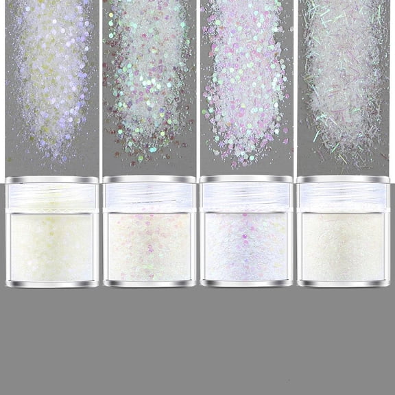 LICEWO 4 Color Holographic Craft Glitter for Resin Nail Glitter for Body Face Eye Resin Flake Sequin Glitter for Craft Keychain