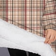 thumbnail image 3 of Oversized Wearable Blanket Hoodie,Beige Brown and Red Checkered Pattern Sherpa Blanket Hoodie with Super Pockets,Super Warm Fuzzy Pullover for Women & Men, 3 of 6