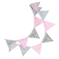 thumbnail image 3 of Banderines de cumpleaños para fiestas infantiles, banderines de algodón, decoración de pared para niños, color rosa, plateado, floral Kearding HA6324-06B, 3 of 6