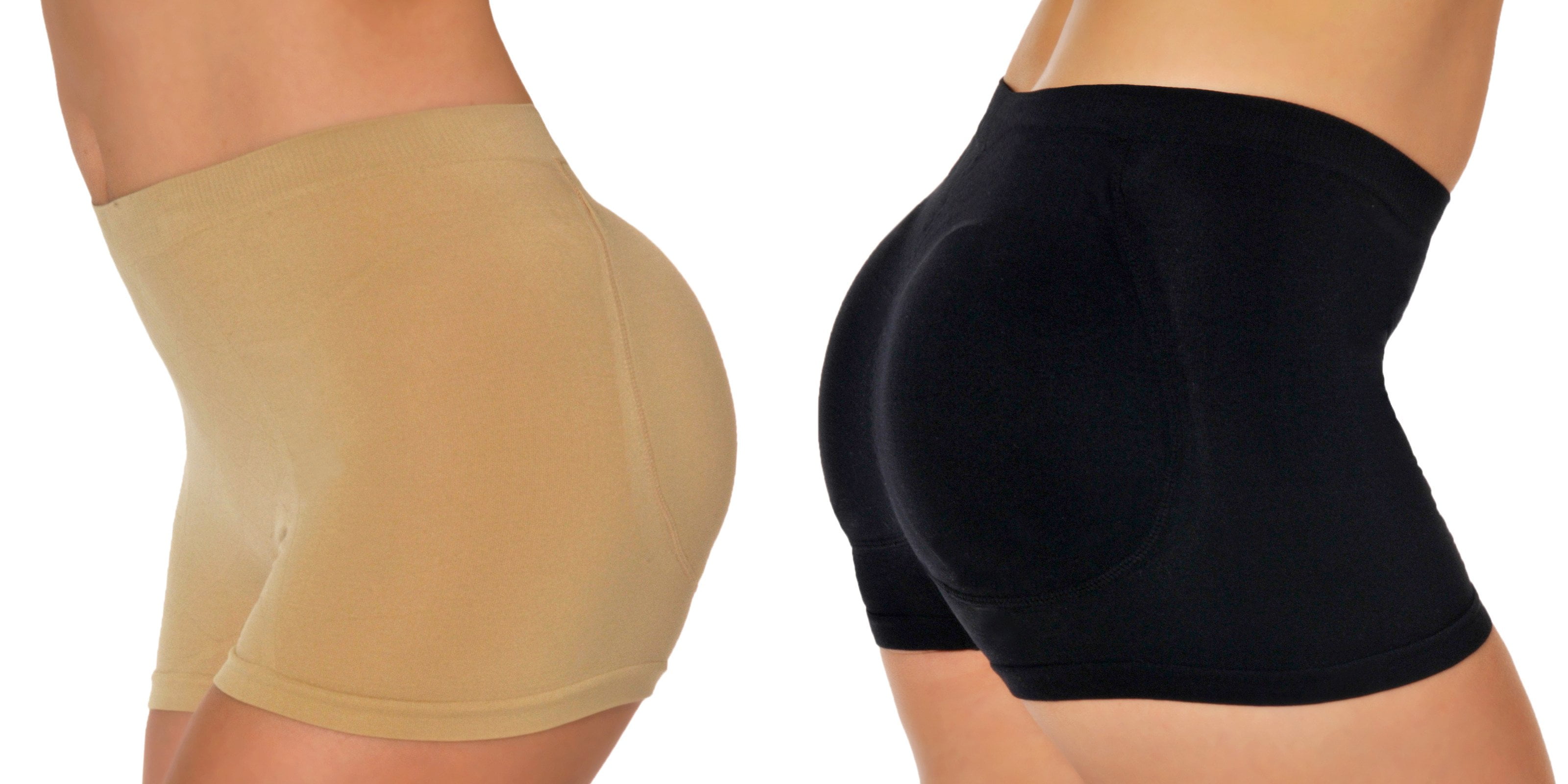 Womens Easy Fit Padded Boyshort Panty Large/XLarge 2 Pack Nude/Black