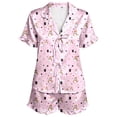 thumbnail image 4 of CONZONE Halloween Pajamas for Women Set Short Sleeve Lace Up Graphic Tops Shorts Pjs 2 Piece Spooky Season Sleepwear, 4 of 4
