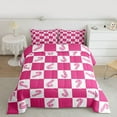thumbnail image 2 of Homewish Christmas Candy Cane Full Size Comforter Sets,Merry Xmas Bedding Comforter Set,Pink White Grid Bedding Sets For Kids,Luxury Bedroom Decor Reversible,3-Piece, 2 of 8