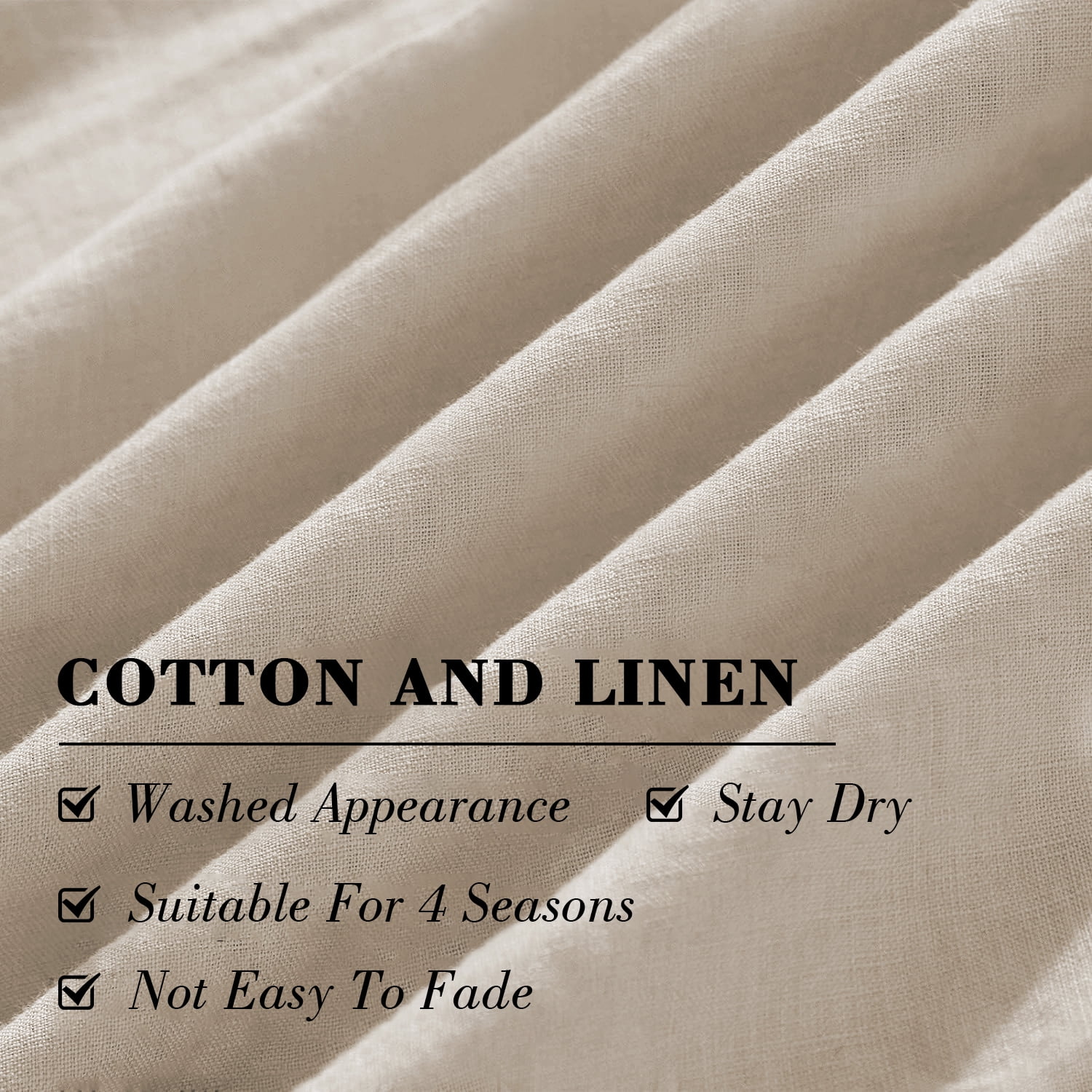 NAYOROOM 100% Organic Cotton Duvet Cover Full Size, 3 Pieces Double Layer Cotton Gauze Bed Set Duvet Cover,Beige