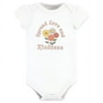 thumbnail image 3 of Hudson Baby Infant Girl Cotton Bodysuit and Pant Set, Peace Love Flowers Short Sleeve, Preemie, 3 of 5