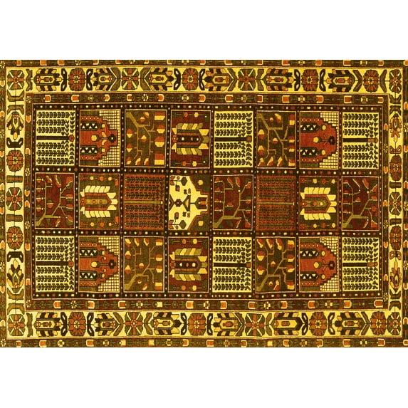 Ahgly Company Indoor Rectangle Persian Yellow Traditional Area Rugs, 6' x 9'
