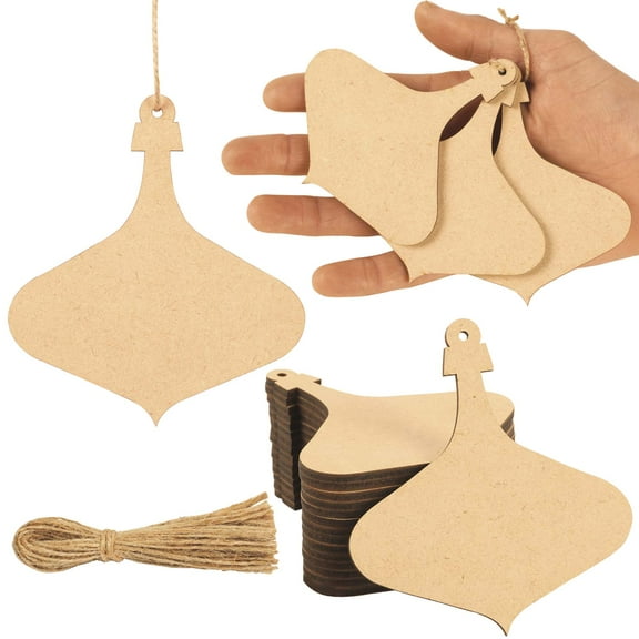 Inkdotpot 40pcs Wooden Ornament with Holes 3.5" Unfinished Predrilled Natural Wood Slices for Crafts Wooden DIY Christmas Ornaments Hanging Rope Included
