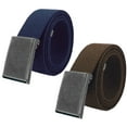 thumbnail image 1 of Boy's School Uniform 2 pack Distressed Silver Flip Top Military Canvas Web Belts X-Large Navy, Brown, 1 of 2