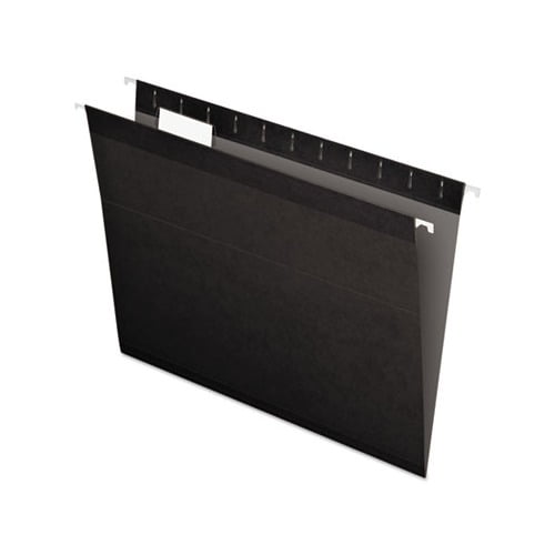 Colored Reinforced Hanging Folders Letter Size, 1/5-Cut Tab, Black, 25/Box