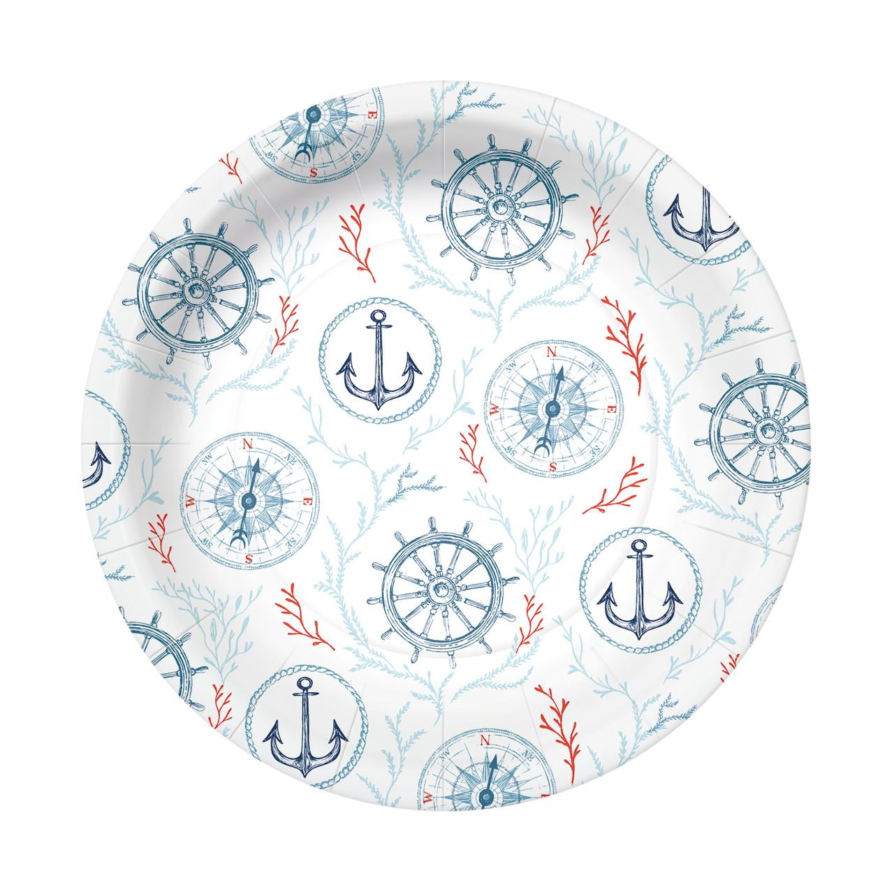 MARINE WORLD Nautical Paper Plates 20pcs, Dinner Plates, Eco Friendly