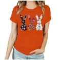 thumbnail image 3 of VBTAPA Women's Happy Easter Shirt Funny Bunny T-Shirt Cute Rabbit Graphic Tees Egg Hunt Holiday Party Tops Orange L, 3 of 6