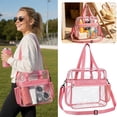 thumbnail image 2 of Clear Bag for Stadium Events, 12x6x12 inches Tote Bag with Detachable Reinforced Strap for Sports Concert and Work（Pink）, 2 of 6